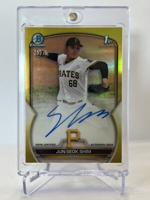2023 Bowman Chrome 1st Jun-Seok Shim Auto Yellow Refractor Pirates 75/75