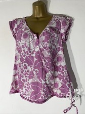 womens Next Uk 12 Purple&white Flower Short Sleeve Casual Summer Shirt blouse