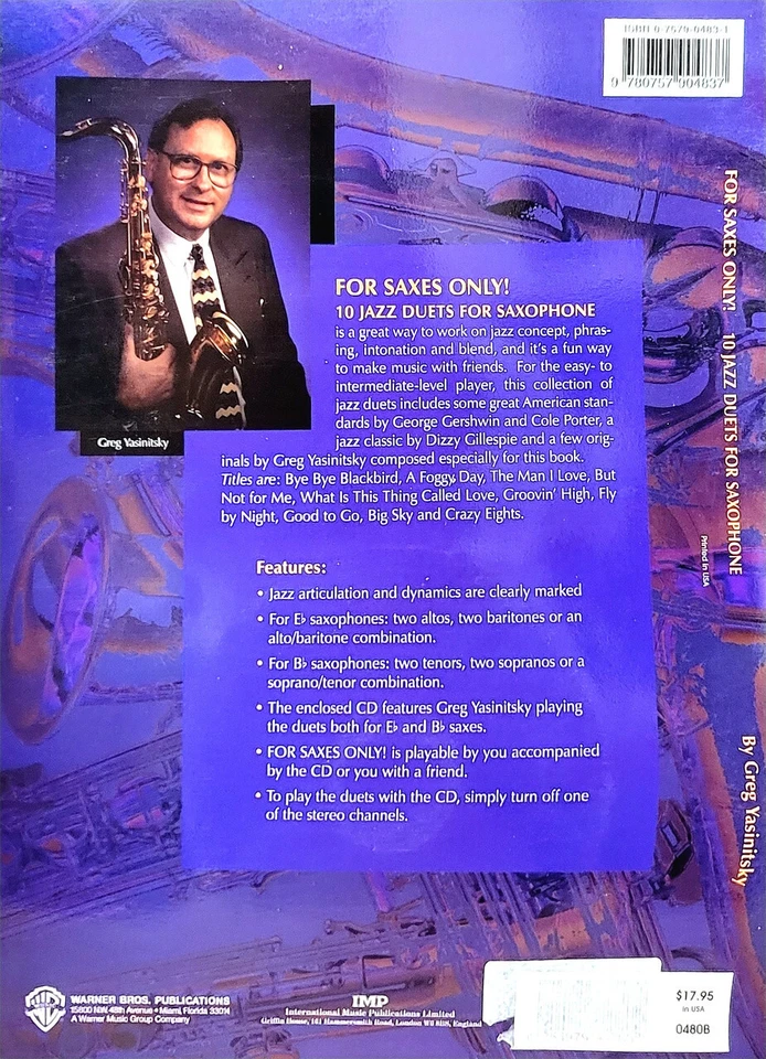 For Saxes Only! 10 Jazz Duets for Saxophone - with CD - Image 4 of 4