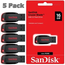 SanDisk Cruzer Blade 16GB USB 2.0 Flash Drive Thumb Memory Stick Lot Pack of 5