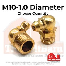 M10-1.0 Zerks Grease Fitting 90 Degree Hydraulic Brass (Choose Quantity)
