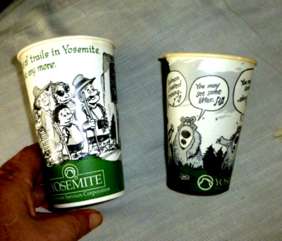 VINTAGE LOT OF 2 PAPER CUPS YOSEMITE PARK & CURRY CO PLEASE DO NOT ...