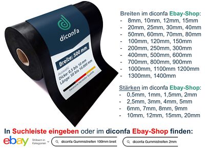 Gummimatte Gummiplatte 500mm 50cm breit 4mm 5mm 6mm 8mm stark 0,05m bis 10m lang