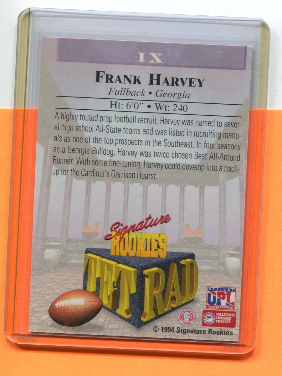 FRANK HARVEY GEORGIA BULLDOGS 1994 SIGNATURE ROOKIES AUTOGRAPH