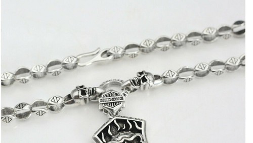 HARLEY DAVIDSON Skull BOX CABLE NECKLACE MASSIVE 83G SILVER 24" - Picture 4 of 8