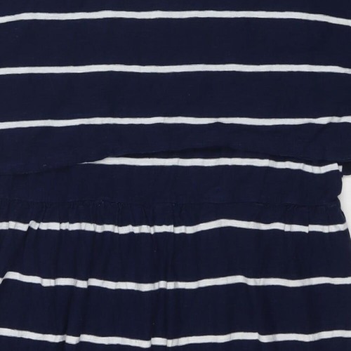 JoJo Maman Bébé Womens Blue Striped Cotton T-Shirt Dress Size L Round Neck Tie - Picture 4 of 10