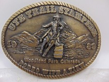 Belt Buckle Vintage Scratched UTE Trail Stampede Woodland Park Colorado 1989