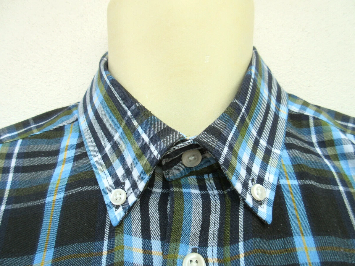 Tex Man Mens Flannel Shirt size L Green Turquoise Mix Check