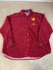 Vintage Disney Winnie The Pooh Womens Corduroy Long Sleeve Button Shirt Red L