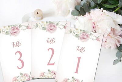 Rouge Rose Blumen Tisch Zahlenkarten, Hochzeit Geburtstag Taufe Baby Dusche
