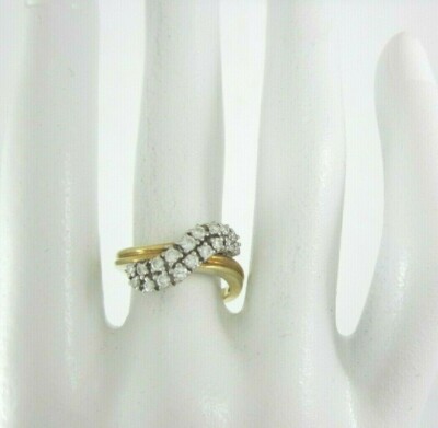 SCHÖNER DAMEN 14K MEHRFARBIGER GOLD FANCY BYPASS DIAMANT RING 0,25TDW 4,5G