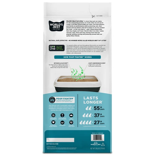 World's Best Cat Litter Poop Fighter Litter,Flushable 99% Dust Free, 28 lb bag - Picture 2 of 12