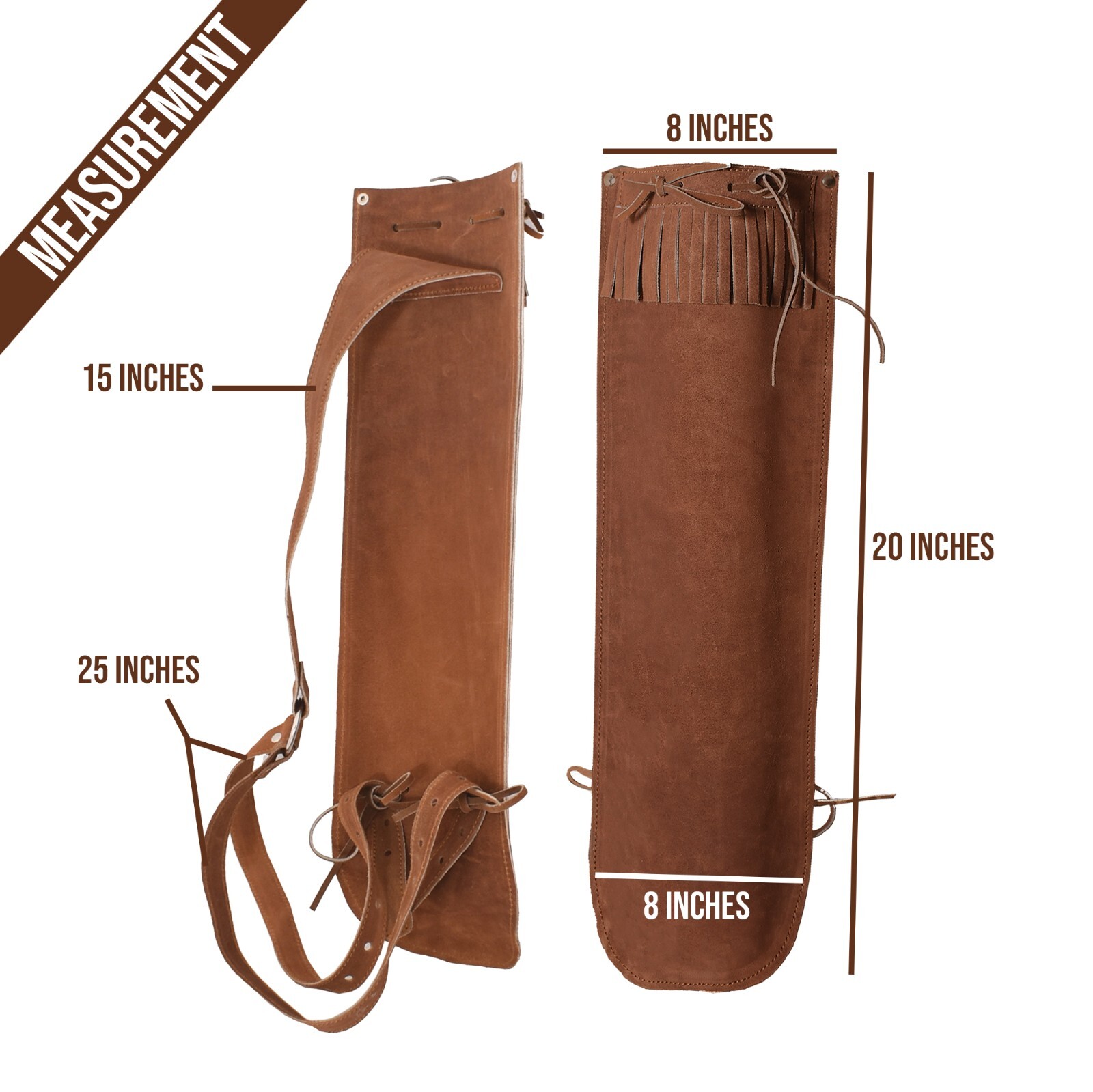 Handmade Brown Leather Archery Quiver with Bow Stringer | Traditional Arrow Hold