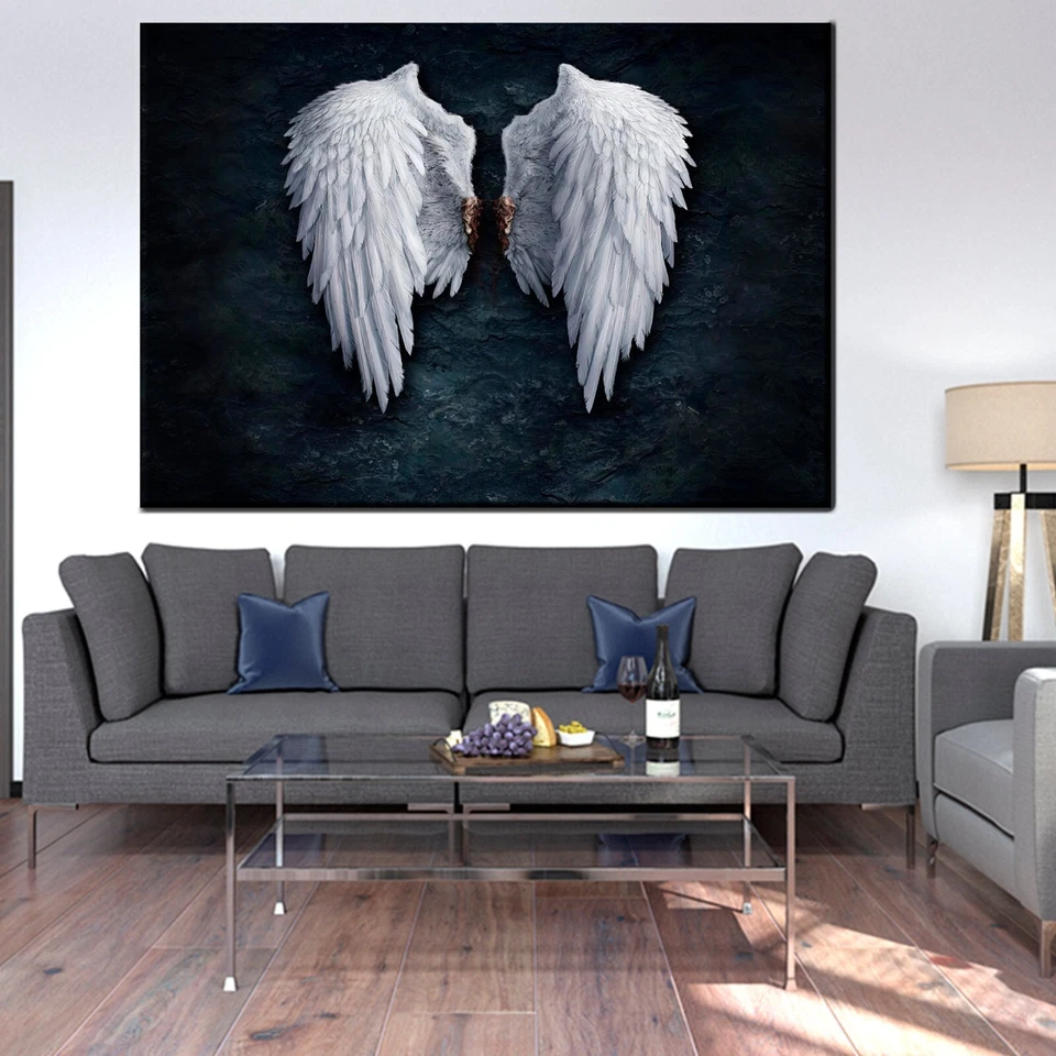 Angel Wings Canvas Wall Art – Modern White Feather Print for Home Decor - Image 4 of 4