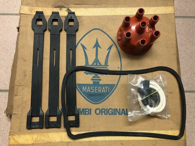 Maserati Biturbo air cleaner straps gasket distributor cap and sensor NOS OEM