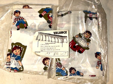Vintage 2 pc Raggedy Ann Andy Curtain Valence Fabric 104" total x 10.5" NOS