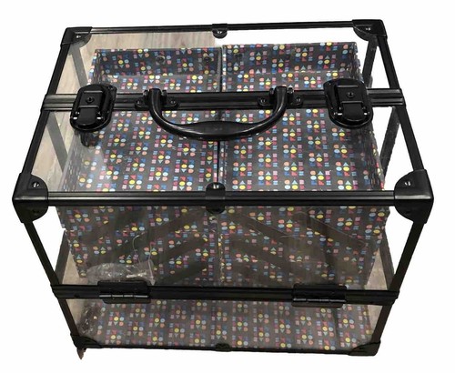 Caboodles Neat Freak Black Makeup Train Case Clear Storage Cosmetics With Keys