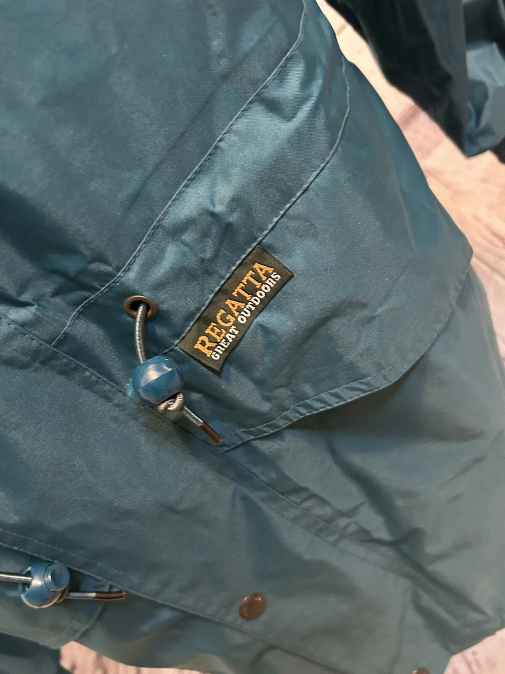 Chaqueta Impermeable Retro Regatta Grande Aire Libre Turquesa/Verde Talla Pequeña Senderismo Foto 3 de 4