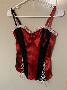 Womens Undergirl Harley Quinn Black/Red Corset Size L