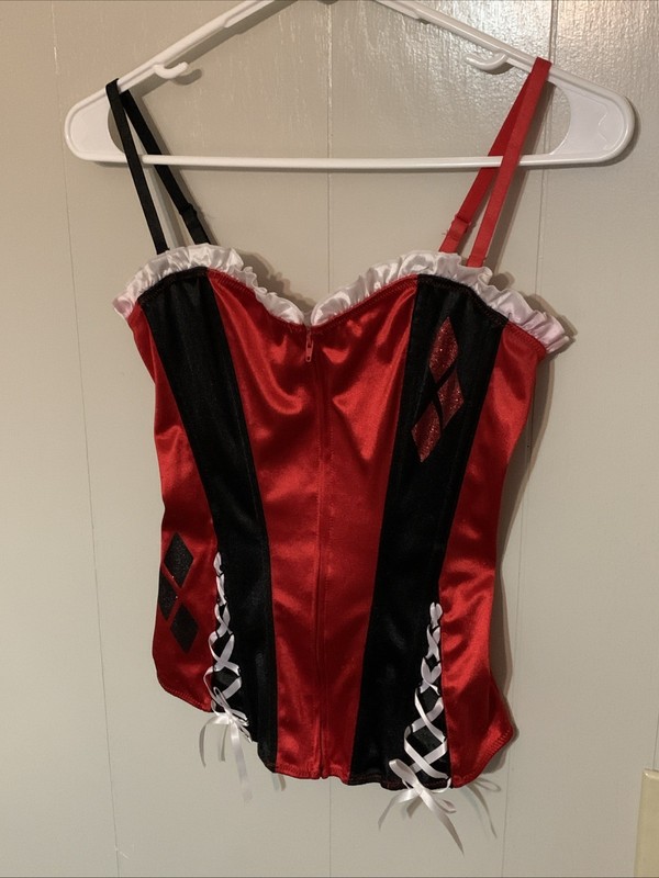 Womens Undergirl Harley Quinn Black/Red Corset Size L