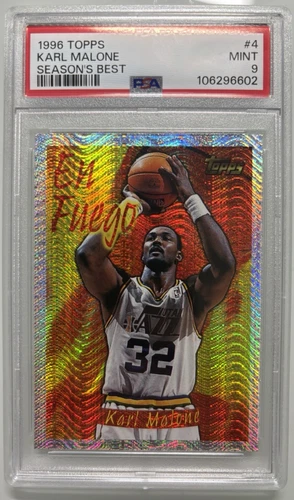 1996-97 Topps Karl Malone Season's Best En Fuego #4 Jazz PSA 9 Utah Jazz HOF
