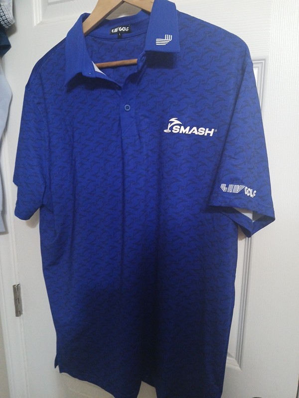 Rare New Extracurricular LIV League Smash Golf Club Blue Logo Polo Shirt Large L