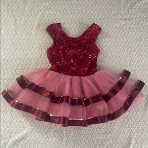 Revolution Burgundy Sequin/Tulle Dance Outfit Sz LC