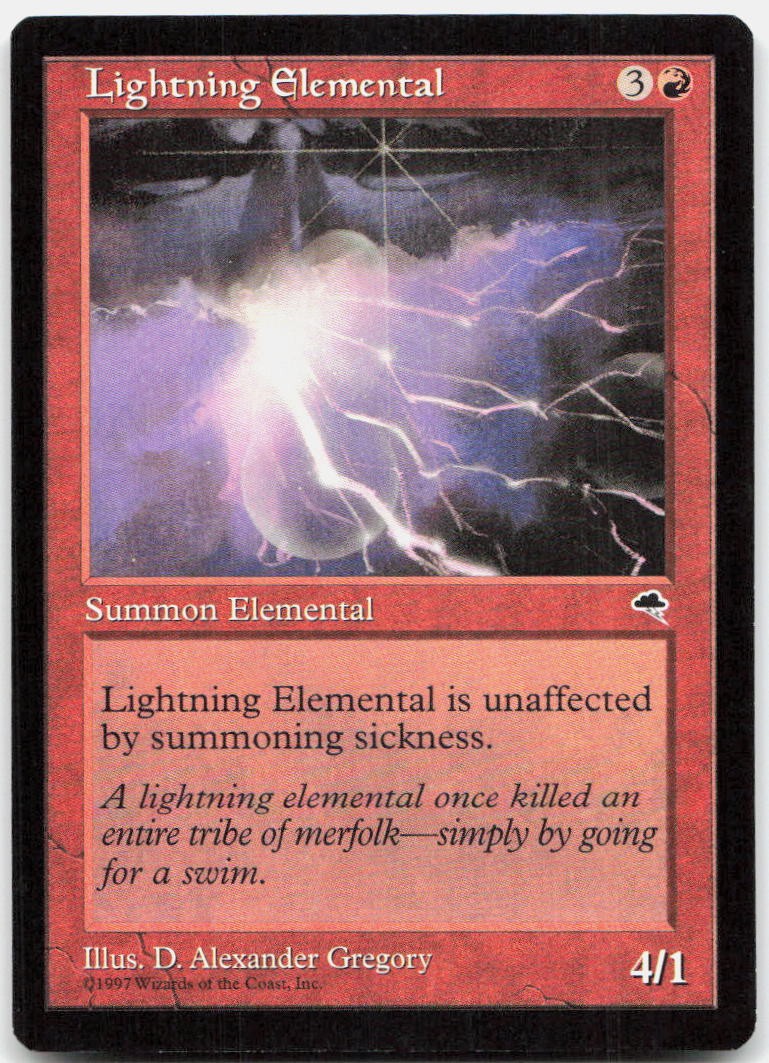 Lightning Elemental 186 Moderately Played Tempest Common Magic: The Gathering