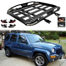 For Jeep Liberty 2002-2013 Roof Rack Cargo Carrier Basket Crossbar Led Light