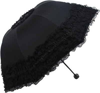 FakeFace  Damen Mädchen 100% Polyester Spitze Faltbarer Regenschirm S