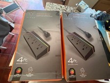 LOT OF 2 Titan 3-Outlet 4ft Extension Cord, With LED Light Strip Rotation Plug