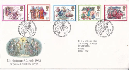 GB 1982 Christmas FDC Bureau cancel typed + insert VGC