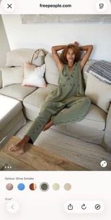 Free People Womens Olive Smoke Sleeveless V Neck Jumpsuit With Pockets BNWOT M