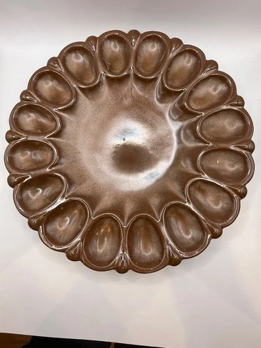 Vintage Frankoma Plainsman Brown 16 Deviled Egg Platter 819