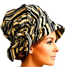 VTG 1960s Christian Dior Velvet Hat Yellow Striped Draped Chapeaux Paris S