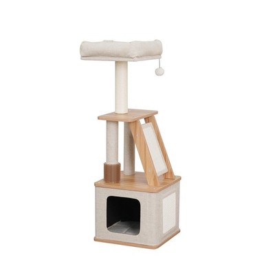 Vibrant Life 42''Cat Tree with Base Condo, Removable Top Bed, Scratching Ramp,