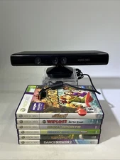 Microsoft Xbox 360 Kinect Sensor Bar W/6 Games Tested Bundle Lot #ML2