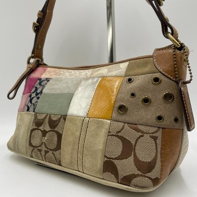 Authentische Coach Handtasche, Canvas, beige, charakteristisches Patchwork.