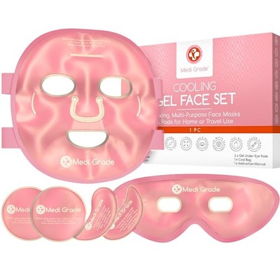 Cooling Mask Face and Cooling Eye Pads, Pink - Eye Mask Cooling with Gel
