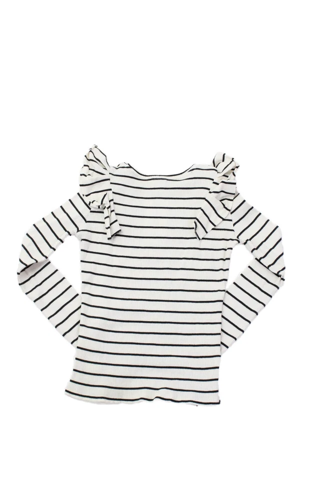 Top informal tejido blanco manga larga a rayas cuello redondo Zara niñas talla 11-12 años Foto 2 de 4