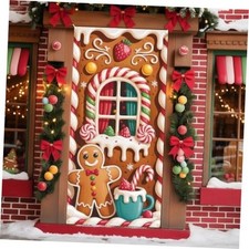 Gingerbread Christmas Decorations Door 185 90cm Cheerfully Colorful-Gingerbread