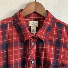 Blue Mountain Flannel Shirt XL Womens Red Plaid Check Button Up Long Sleeve