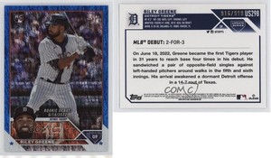 2023 Topps Update Rookie Debut Blue Foil /999 Riley Greene #US298 Rookie RC