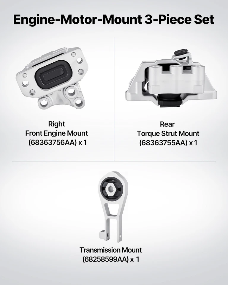 VEVOR Engine Motor Transmission Mount Set 3 for 2015 2020 Jeep Renegade 2.4L L4 - Изображение 2 из 4