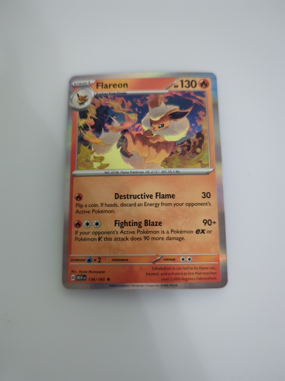 Pokemon TCG Flareon 013/131 Shiny Foil Holo Card Prismatic Evolutions 2025 NM/M
