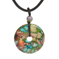 Multi-Color Sea Sediment Jasper Gemstone 30mm Donut Beads Reiki Chakra Pendant N