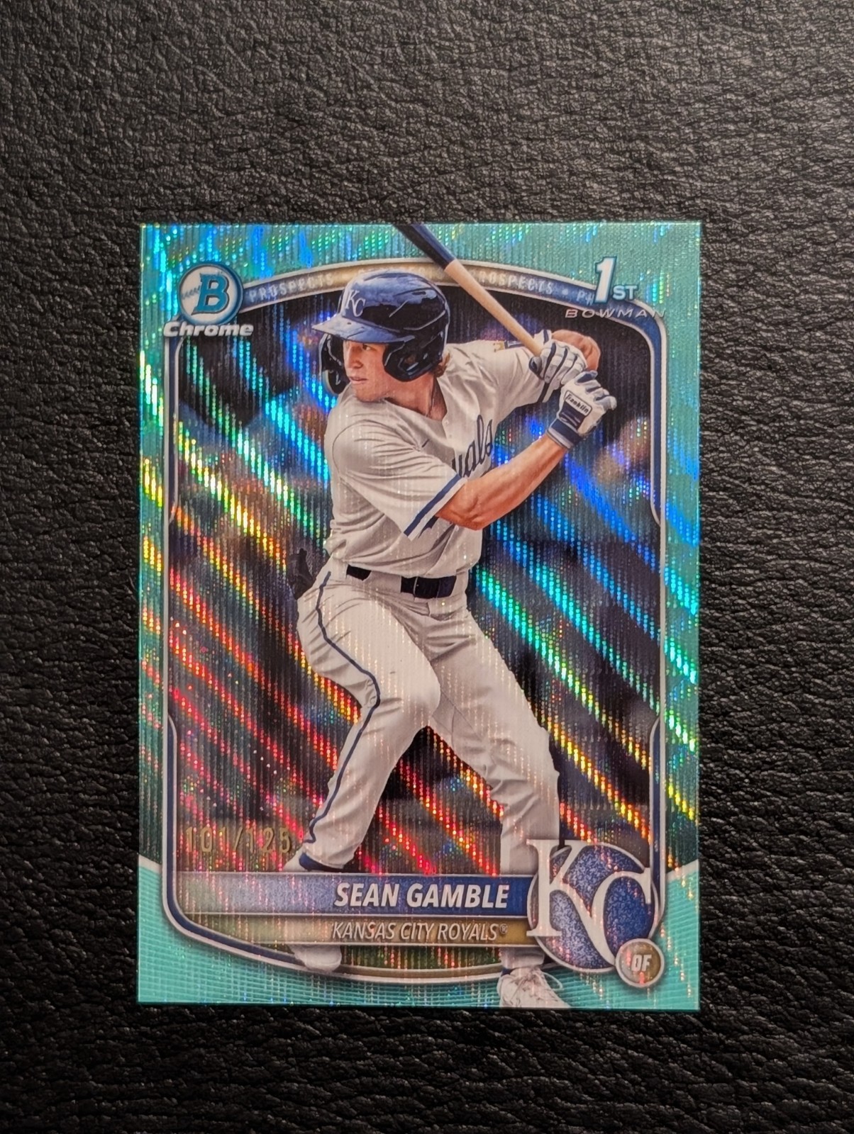 2025 Bowman Draft Chrome 1st Sean Gamble Aqua Wave /125 Royals