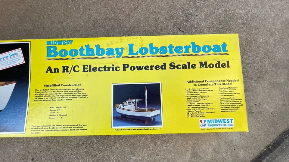 Vintage MIDWEST Boothbay Lobster 🦞 Boat - R/C Electric Powered Scale Model Kit! - Image 3 of 4