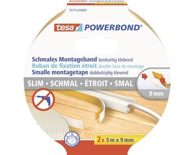 tesa Powerbond doppelseitiges Montageband schmal 5m x 9mm