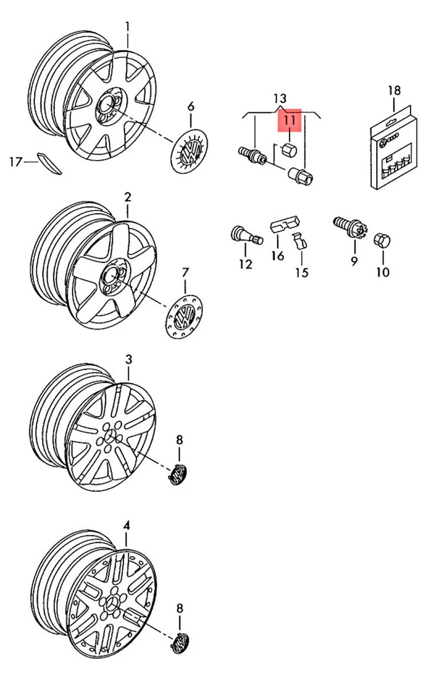 Genuine VW Beetle Cabrio Cabriolet Bettle Bora Cap Satin black 3C0601173A9B9 - Изображение 3 из 3